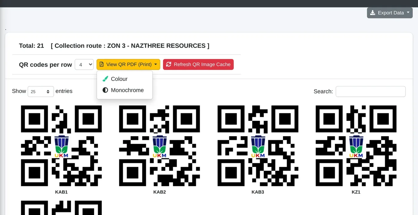 SmartBin printable QR code labels for bins